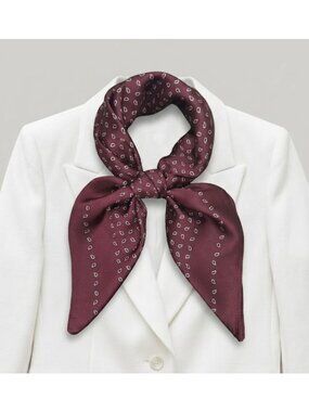 ✨Luxurious Silky Square Scarf Mini-Paisley Teardrop Neck Head Bandana Maroon New